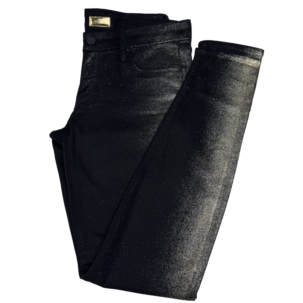 Mother The Looker Jeans Womens 29 Black All That Glitters is Gold Skinny USA Y2K
